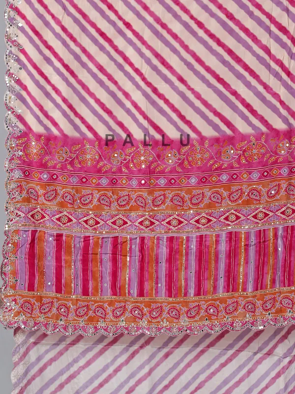 Pink and purple crepe silk festive saree
