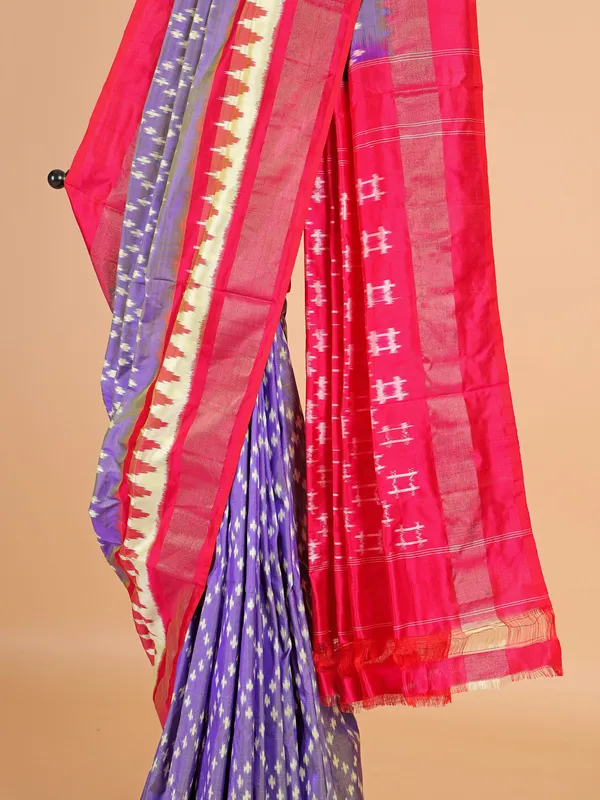 Pink and purple patola silk saree