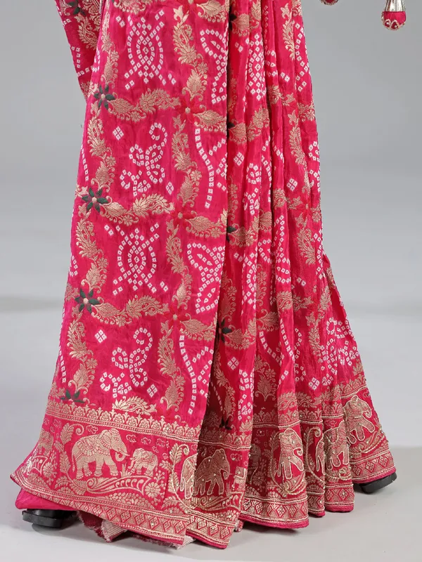 Pink and purple silk saree with festive glow