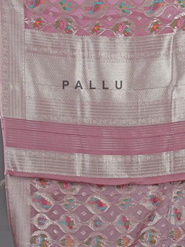 Onion pink satin silk saree for festival