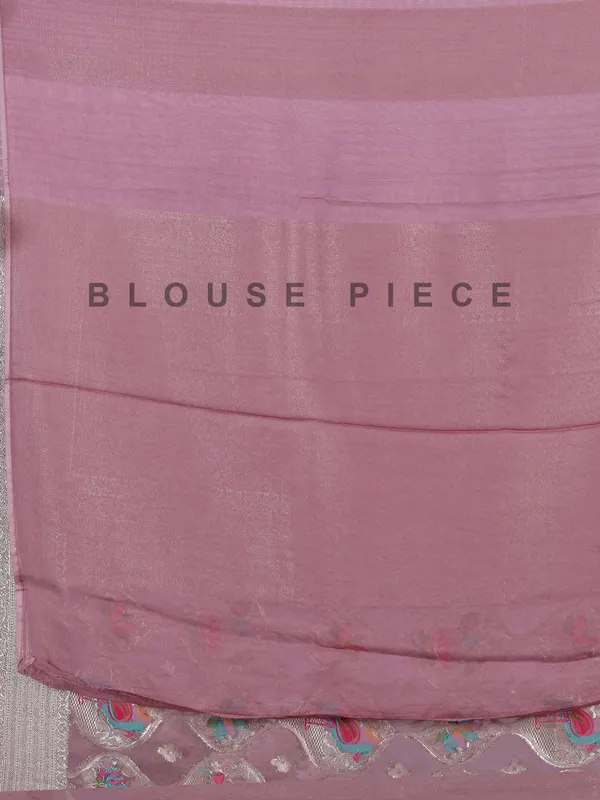Onion pink satin silk saree for festival