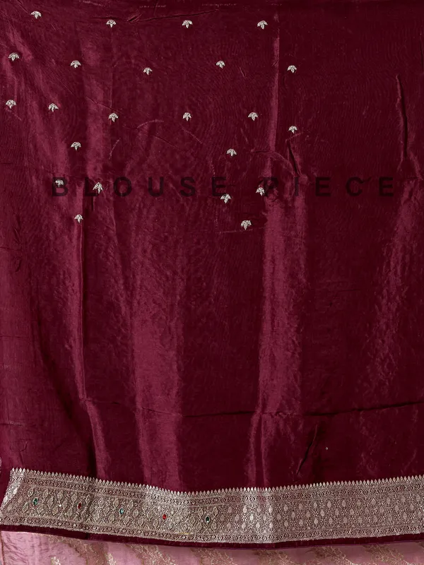 Pink and wine banarasi silk wedding saree