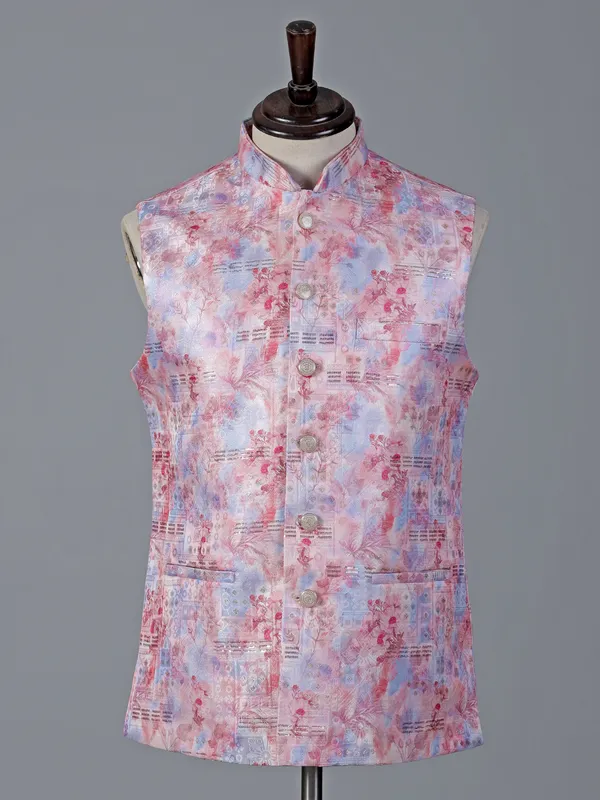 Pink brocade waistcoat with sequins detailing