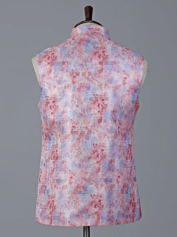 Pink brocade waistcoat with sequins detailing