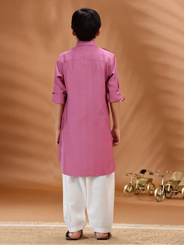 Pink cotton  boys pathani set