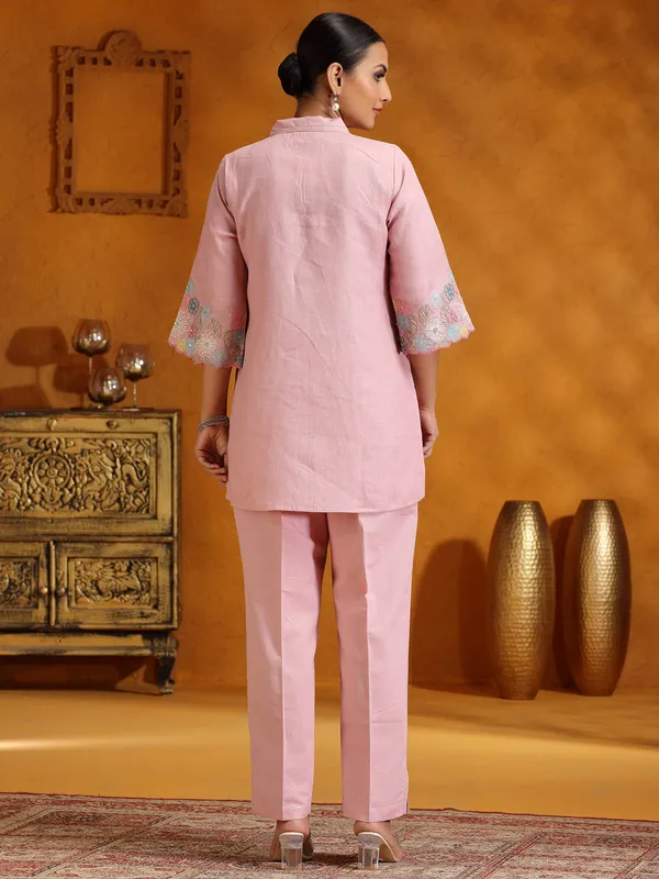 Pink cotton co-ord set for women