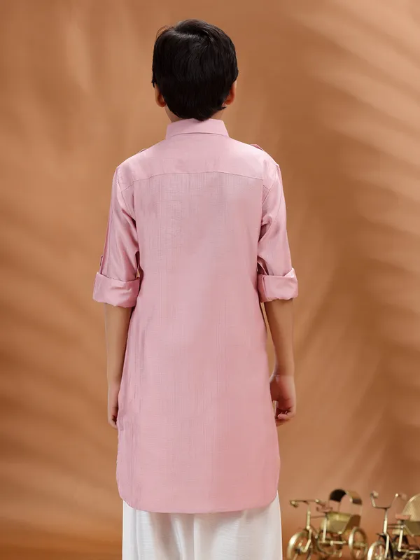 Pink cotton kurta for boys celebration wear
