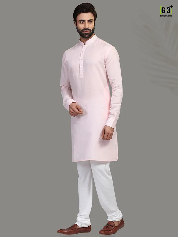 Pink cotton kurta suit festive wear