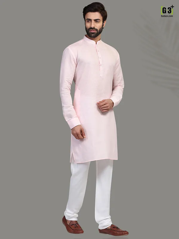 Pink cotton  Men Kurta pajama festive wear