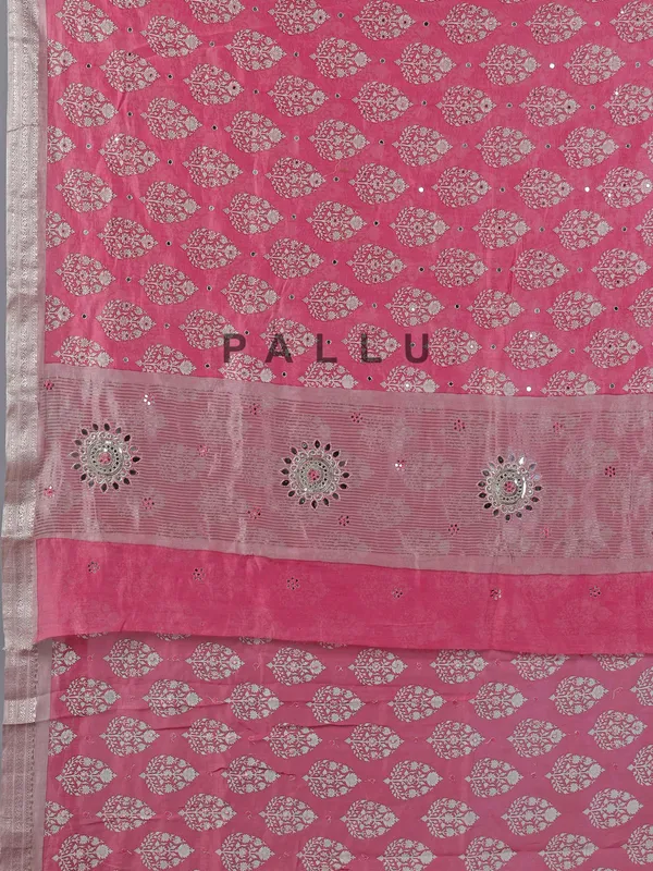 Pink cotton saree with zari weaving