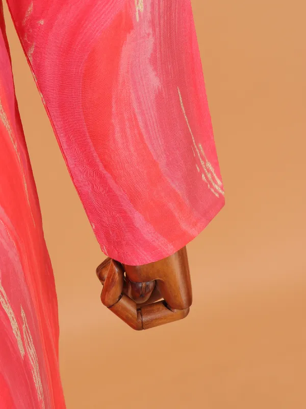 Pink cotton shaded festive kurta set for men