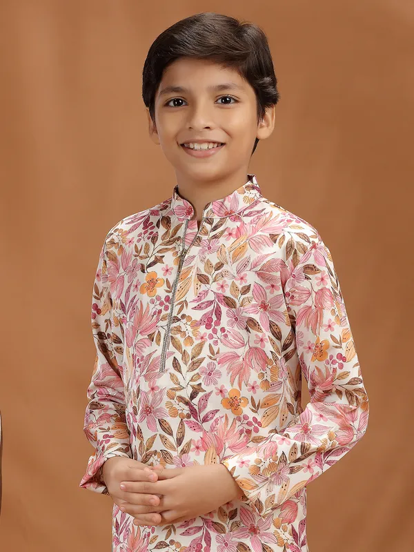 Pink cotton silk kurta kurta suit for boys