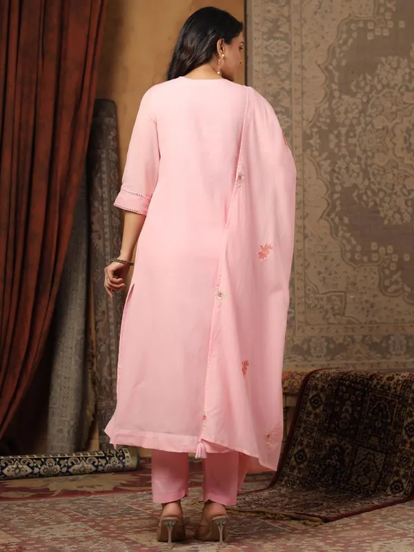 Pink cotton silk kurti set for women