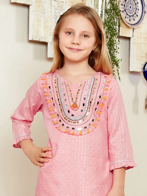 Pink cotton silk palalzzo set for festive