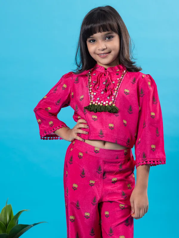 Pink cotton silk printed co-ord set