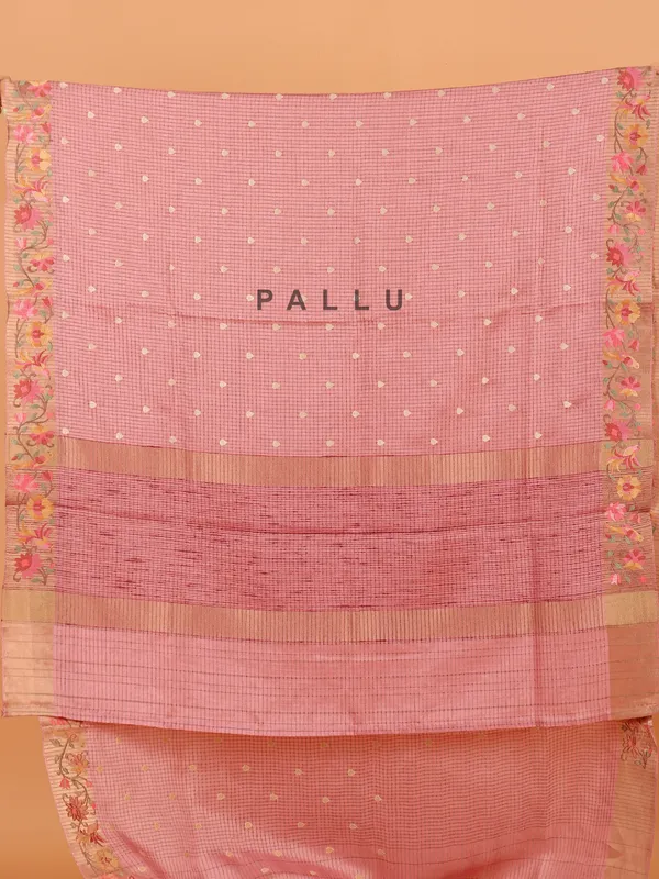 Pink cotton silk printed saree for festival wear