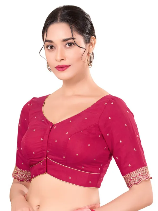 Pink cotton silk readymade blouse