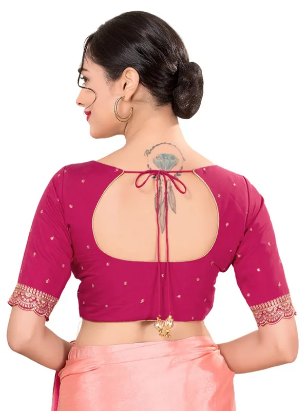 Pink cotton silk readymade blouse