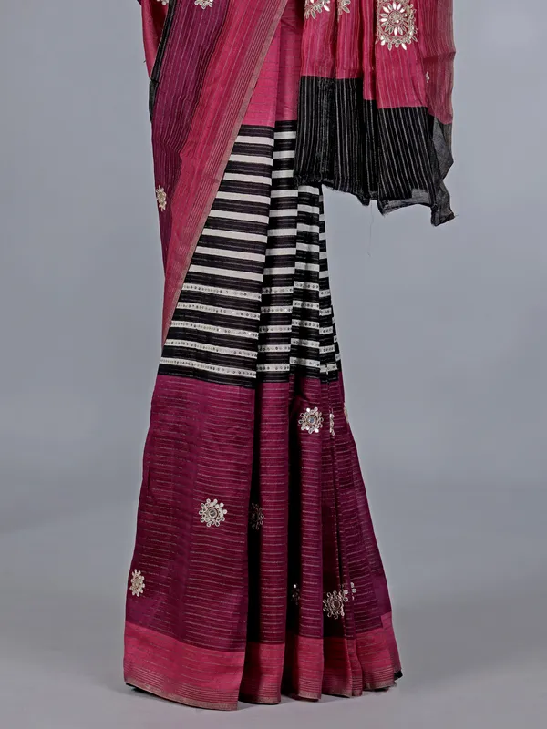 Pink cotton silk saree with sparkling sequins