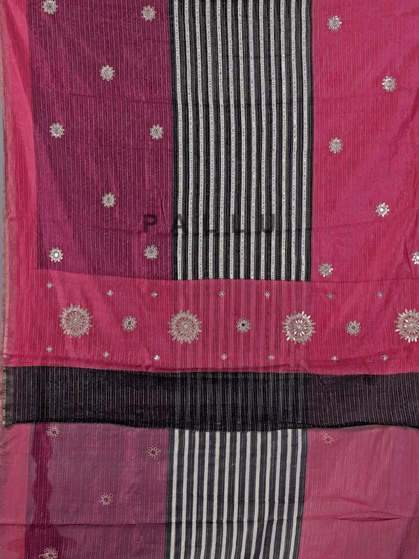 Pink cotton silk saree with sparkling sequins