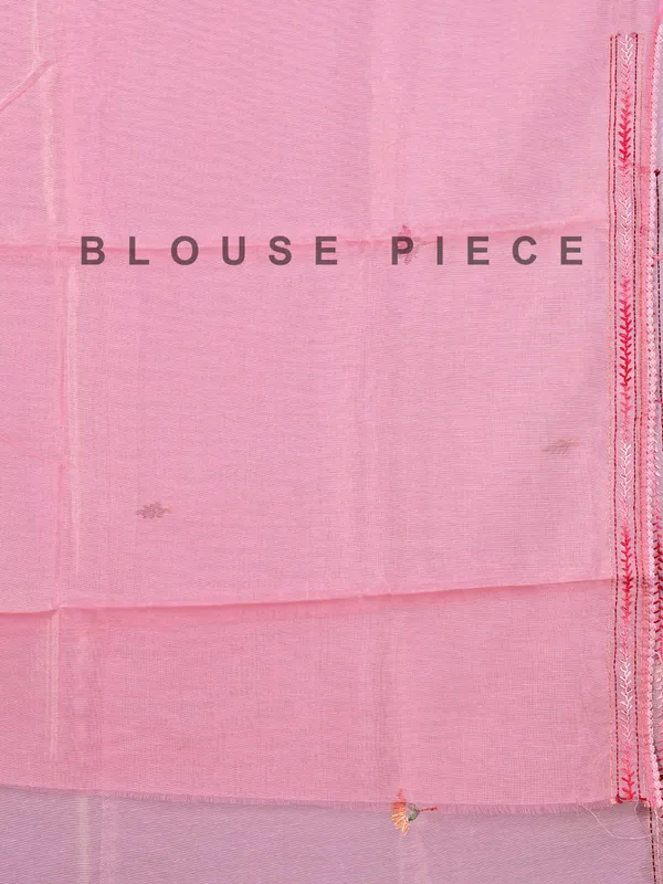 Pink cotton silk saree with thread weaving