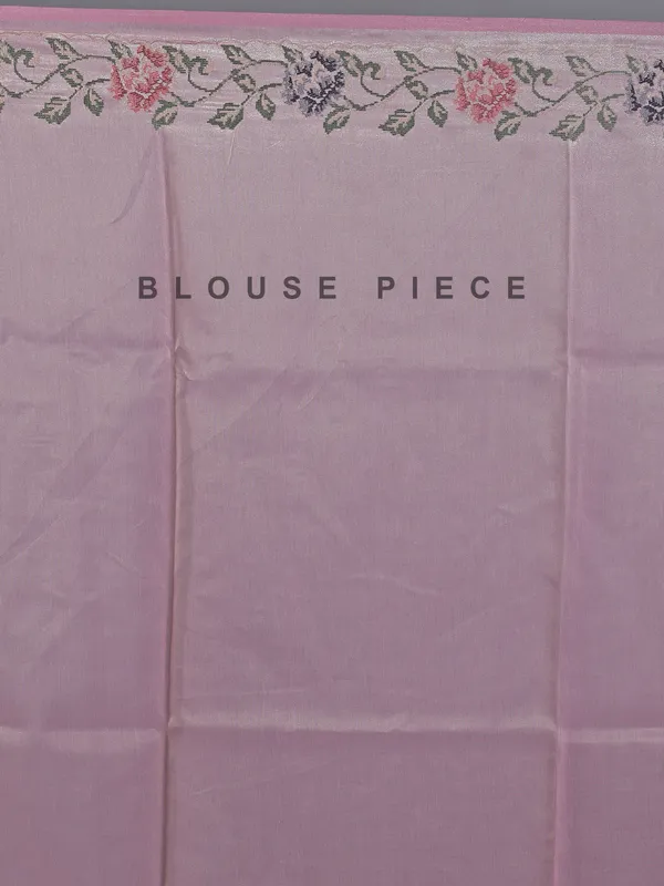 Pink cotton silk saree with thread work