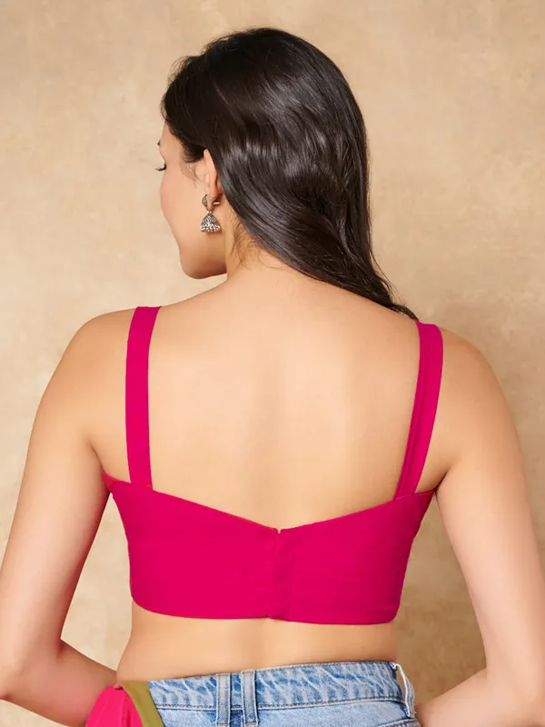 Pink cotton sleeveless ready made blouse