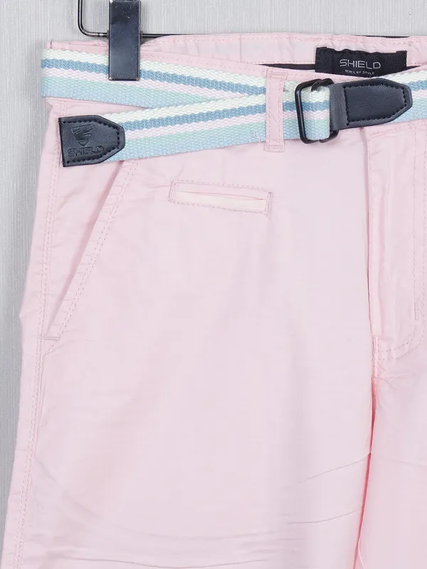 Pink cotton slim-fit mens shorts