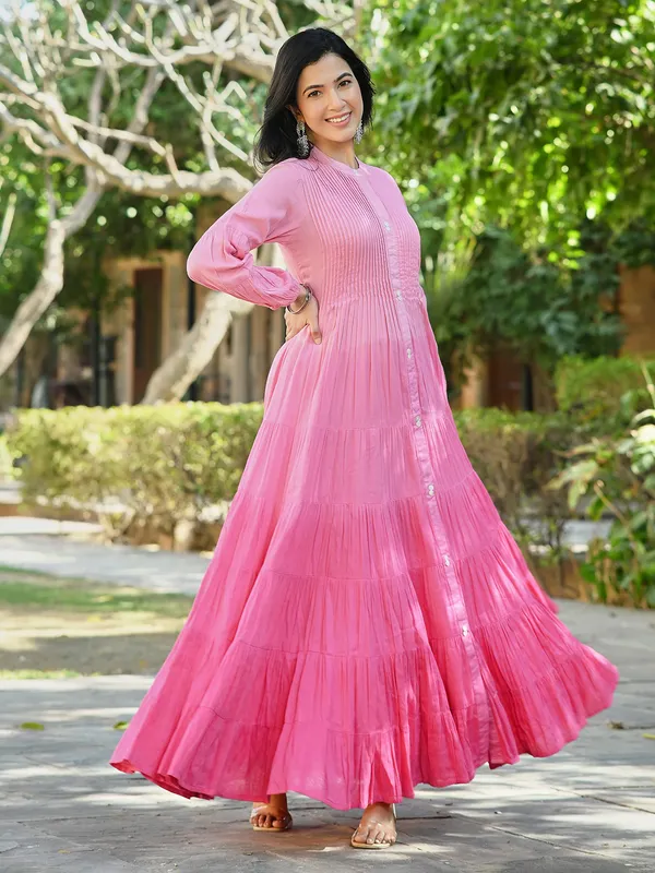 Pink cotton suit for traditional festive look