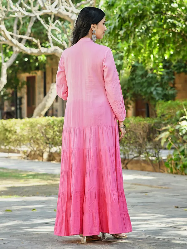 Pink cotton suit for traditional festive look