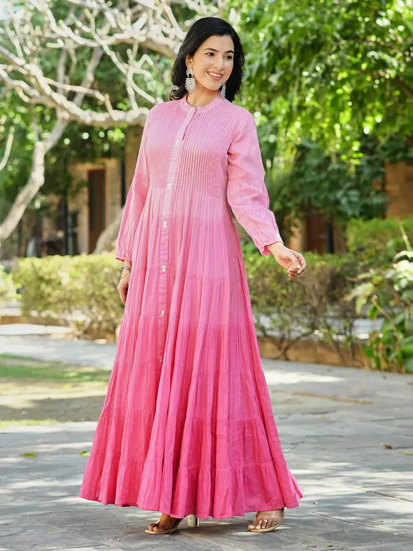 Pink cotton suit for traditional festive look