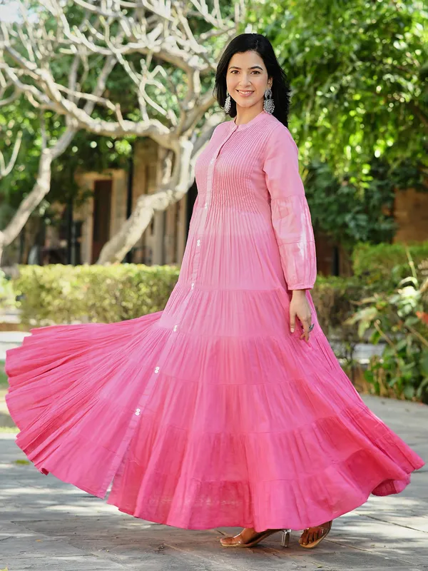 Pink cotton suit for traditional festive look