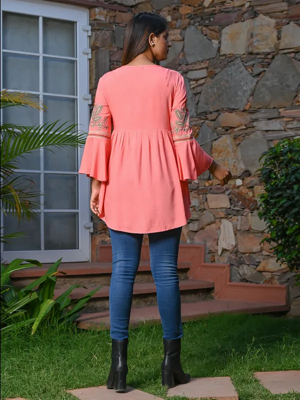 Pink cotton tunic top