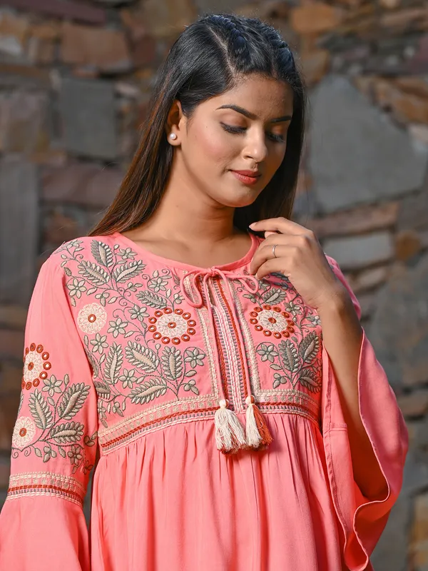 Pink cotton tunic top