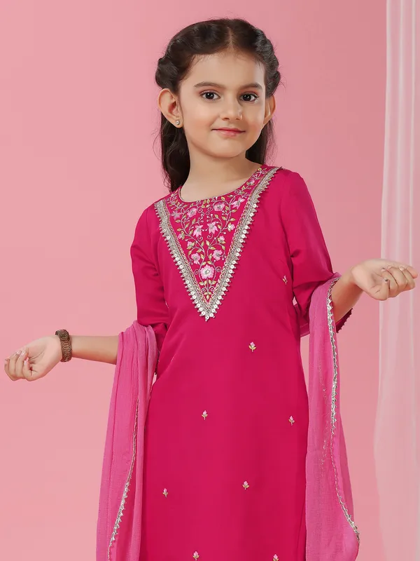 Pink crepe silk salwar suit for girls