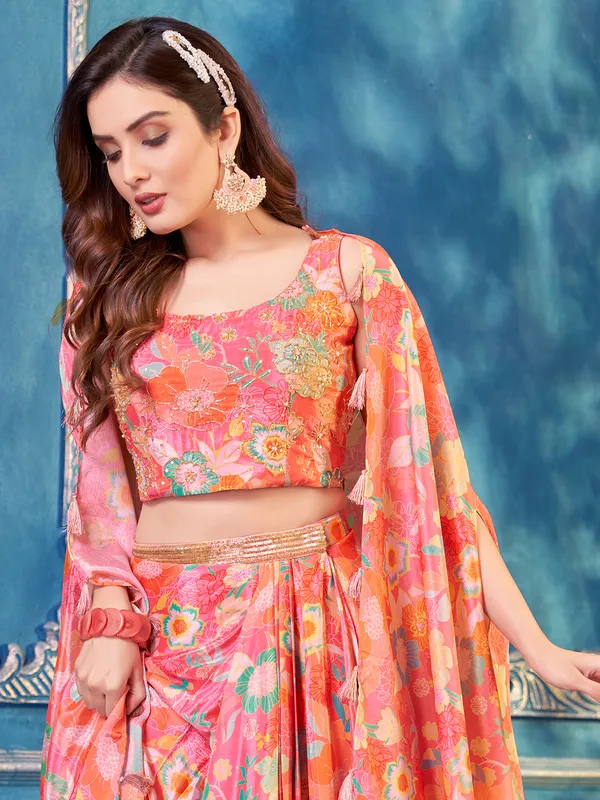 Pink designer printed silk salwar suit