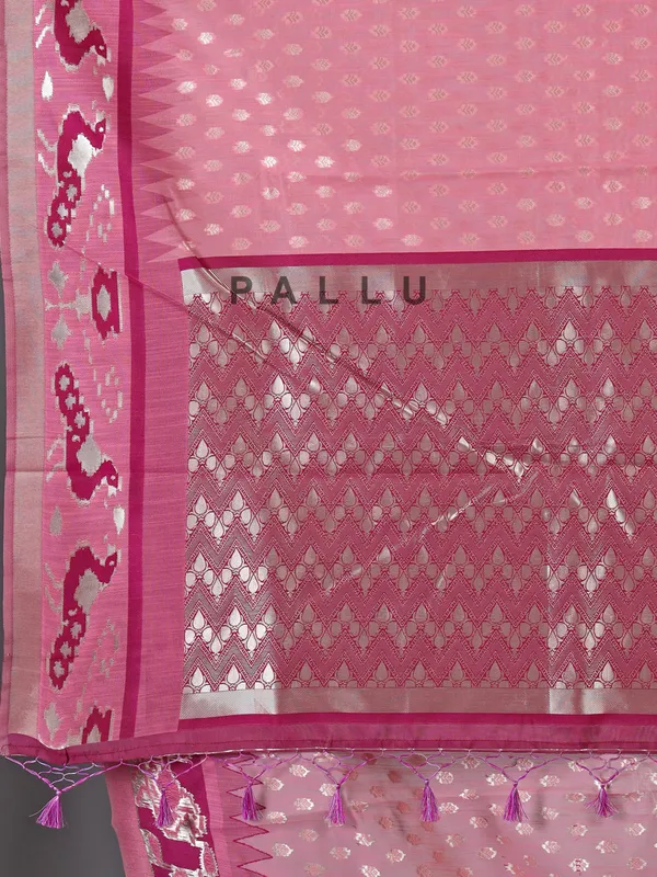 Pink elegant semi cotton silk saree