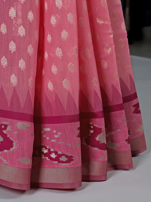 Pink elegant semi cotton silk saree