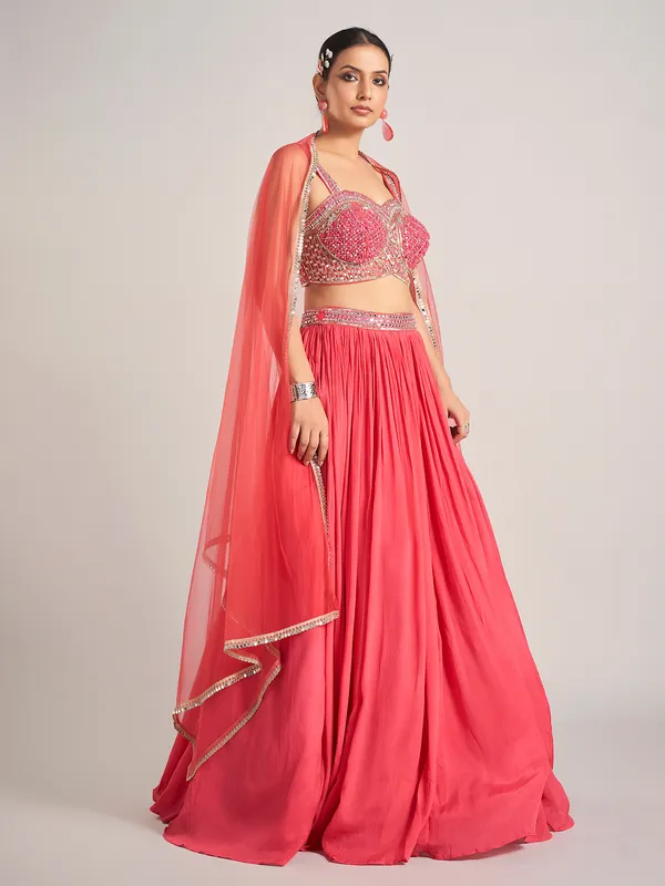 Pink elegant silk wedding wear lehenga choli with dupatta