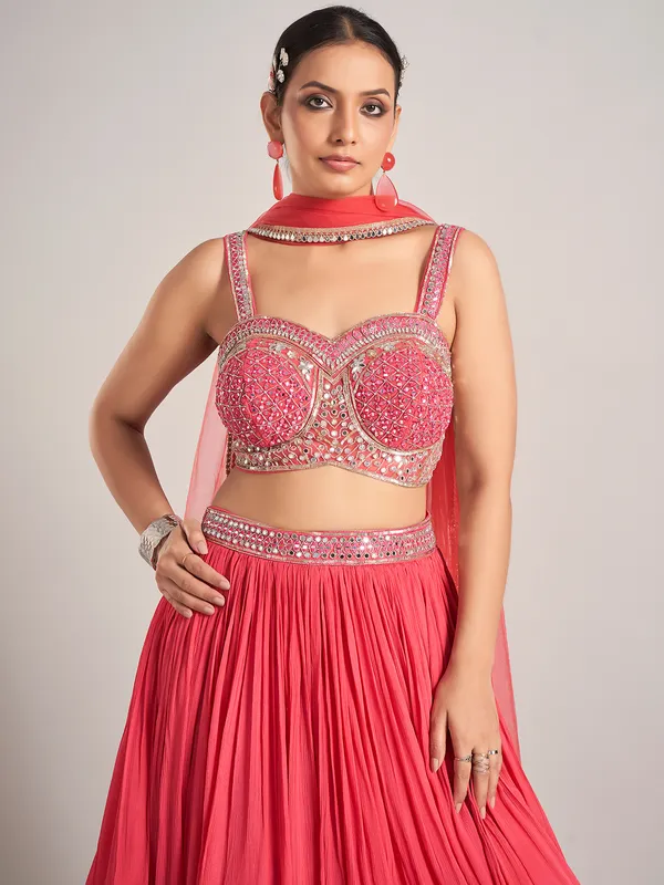 Pink elegant silk wedding wear lehenga choli with dupatta