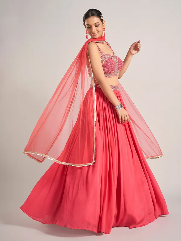 Pink elegant silk wedding wear lehenga choli with dupatta