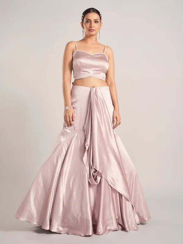 Pink embellished tissue organza indowestern