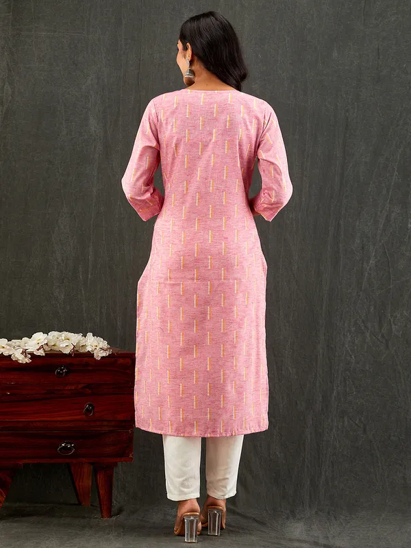 Pink embroidery kurti set with dupatta