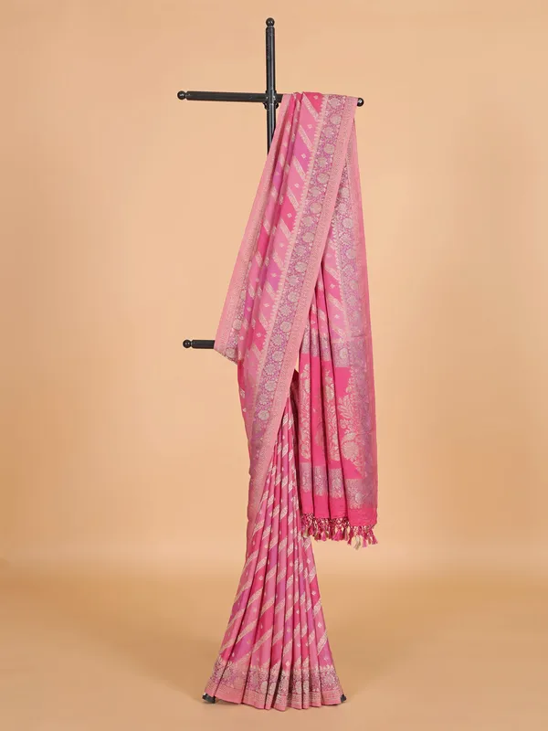 Pink festive wear saree in rich silk