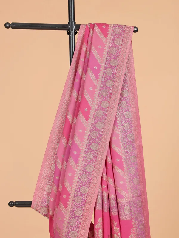 Pink festive wear saree in rich silk