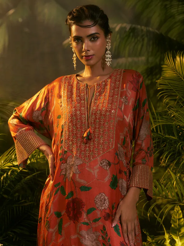 Pink festive wear silk printed salwar suit