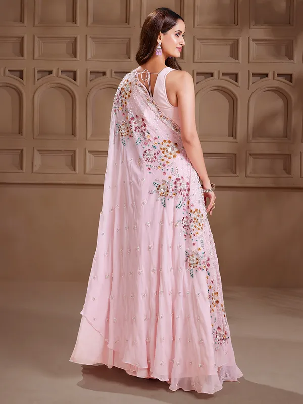 Pink georgette anarkali salwar suit for party