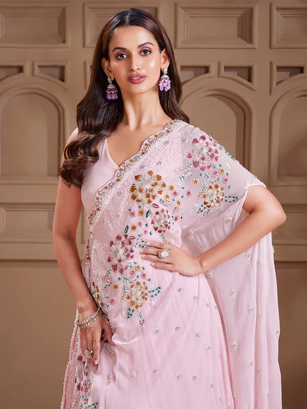 Pink georgette anarkali salwar suit for party