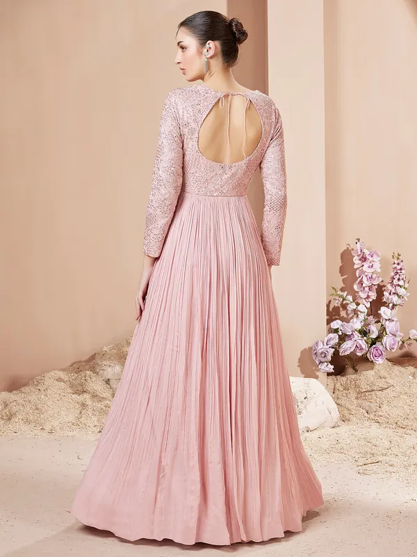 Pink georgette floor length anarkali suit for women
