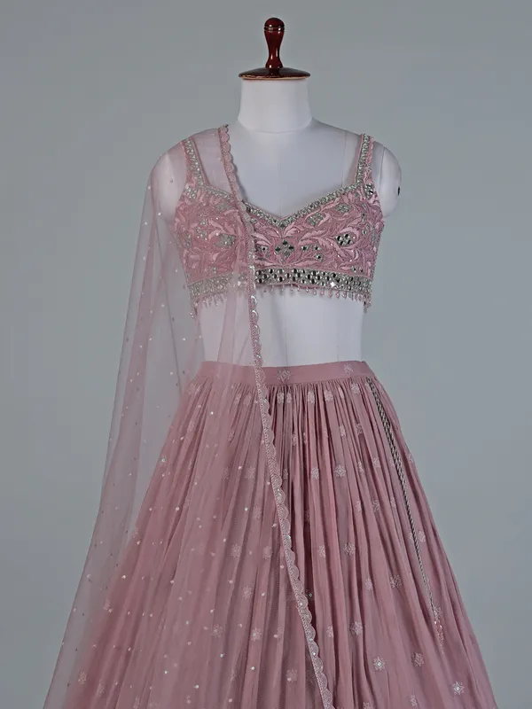 Pink georgette lehenga with radiant embellishments
